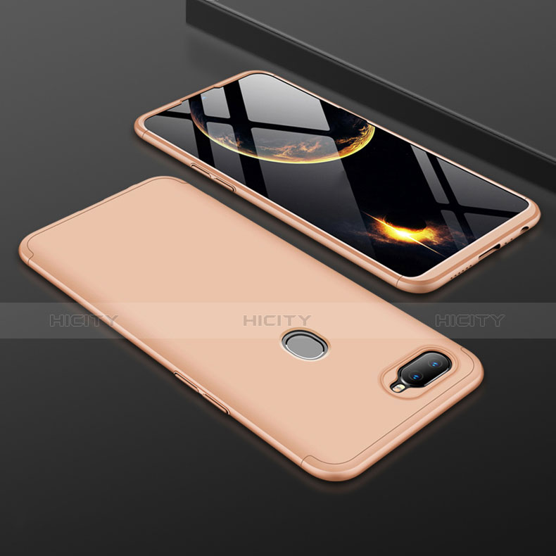 Oppo A7用ハードケース プラスチック 質感もマット 前面と背面 360度 フルカバー Oppo ゴールド