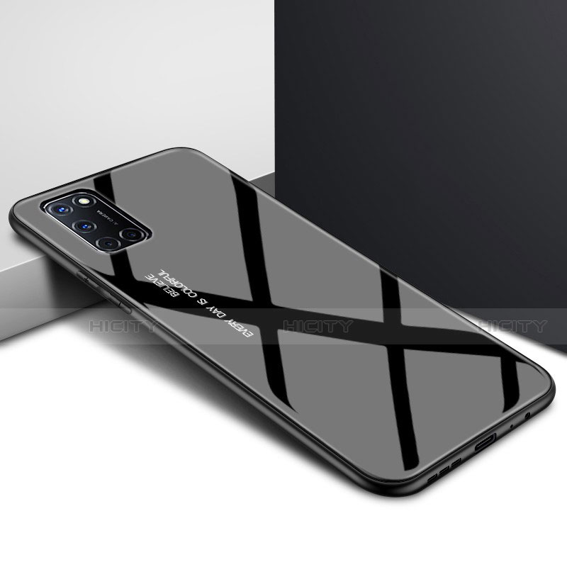 Oppo A72用ハイブリットバンパーケース プラスチック 鏡面 カバー Oppo ブラック