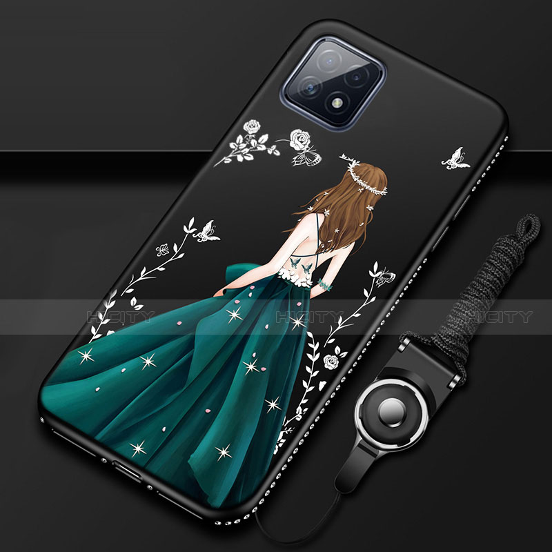 Oppo A73 5G用シリコンケース ソフトタッチラバー バタフライ ドレスガール ドレス少女 カバー Oppo 