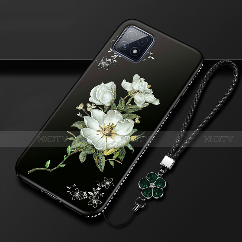 Oppo A73 5G用シリコンケース ソフトタッチラバー 花 カバー S01 Oppo 