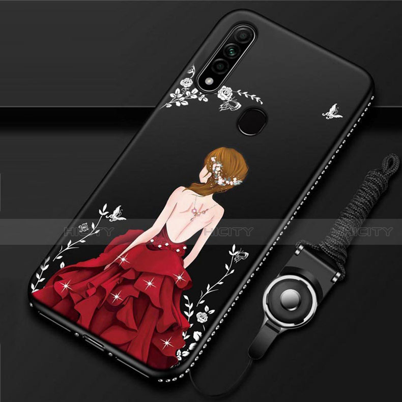 Oppo A8用シリコンケース ソフトタッチラバー バタフライ ドレスガール ドレス少女 カバー Oppo 