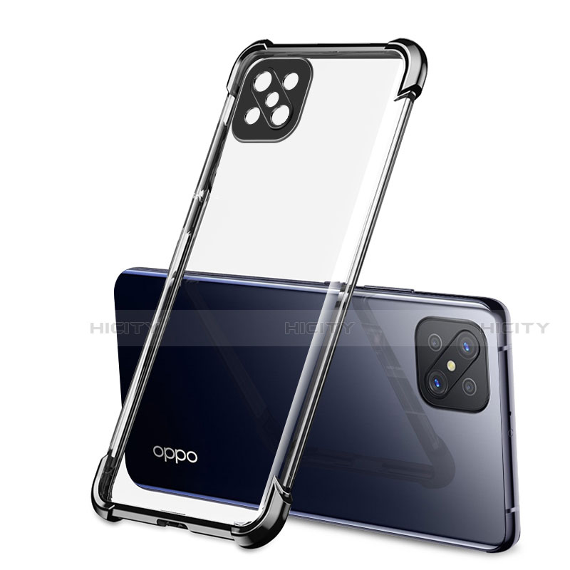 Oppo A92s 5G用極薄ソフトケース シリコンケース 耐衝撃 全面保護 クリア透明 H01 Oppo ブラック