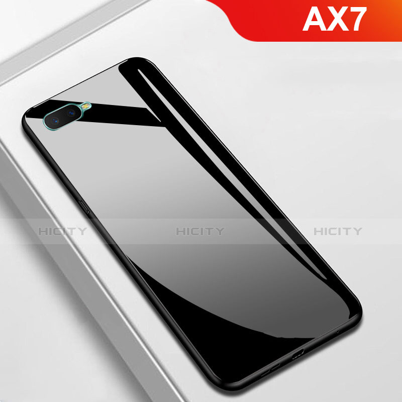 Oppo AX7用ハイブリットバンパーケース プラスチック 鏡面 カバー Oppo ブラック