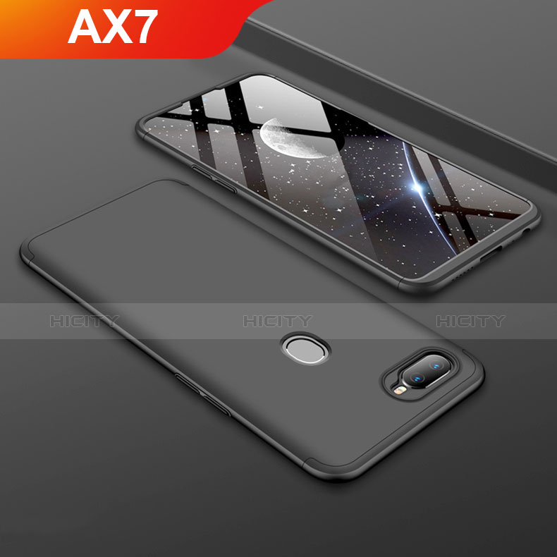 Oppo AX7用ハードケース プラスチック 質感もマット 前面と背面 360度 フルカバー Oppo ブラック