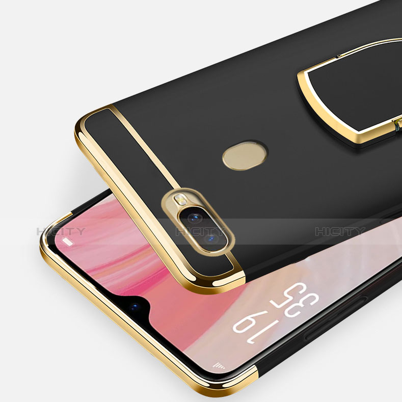 Oppo AX7用ケース 高級感 手触り良い メタル兼プラスチック バンパー アンド指輪 A02 Oppo 