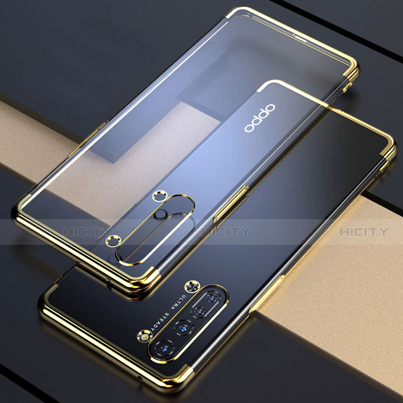 Oppo F15用極薄ソフトケース シリコンケース 耐衝撃 全面保護 クリア透明 H03 Oppo ゴールド