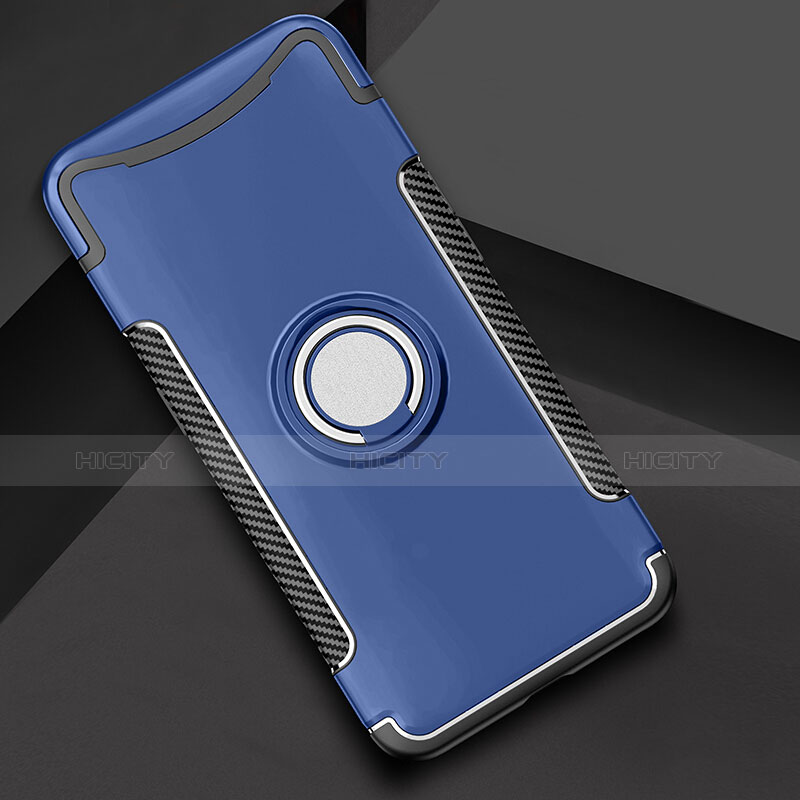 Oppo Find X用ハイブリットバンパーケース プラスチック アンド指輪 兼シリコーン カバー Oppo ネイビー
