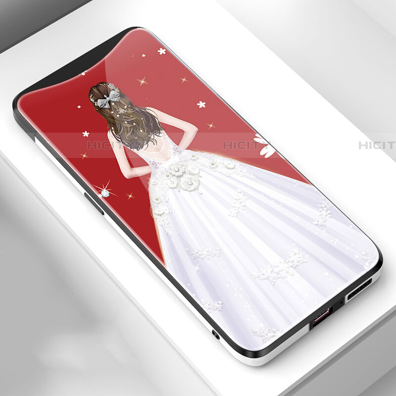 Oppo Find X用ハイブリットバンパーケース プラスチック ドレスガール ドレス少女 鏡面 カバー Oppo ホワイト