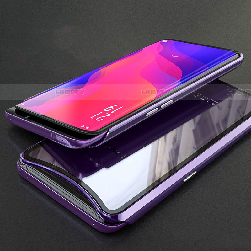 Oppo Find X用ケース 高級感 手触り良い アルミメタル 製の金属製 360度 フルカバーバンパー 鏡面 カバー T02 Oppo 