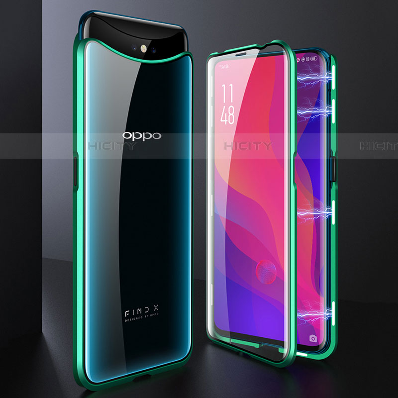 Oppo Find X用ケース 高級感 手触り良い アルミメタル 製の金属製 360度 フルカバーバンパー 鏡面 カバー T01 Oppo 