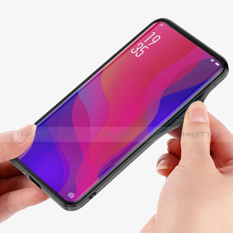 Oppo Find X用ハイブリットバンパーケース プラスチック 鏡面 虹 グラデーション 勾配色 カバー Oppo 