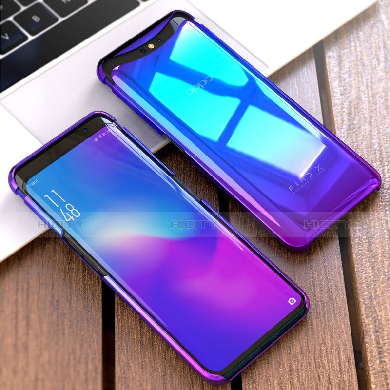 Oppo Find X Super Flash Edition用ハードケース グラデーション 勾配色 クリア透明 Oppo ネイビー