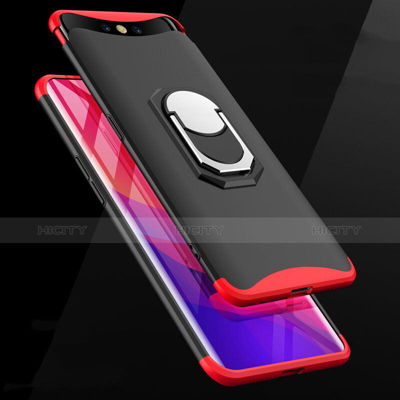 Oppo Find X Super Flash Edition用ハードケース プラスチック 質感もマット 前面と背面 360度 フルカバー アンド指輪 Oppo レッド・ブラック