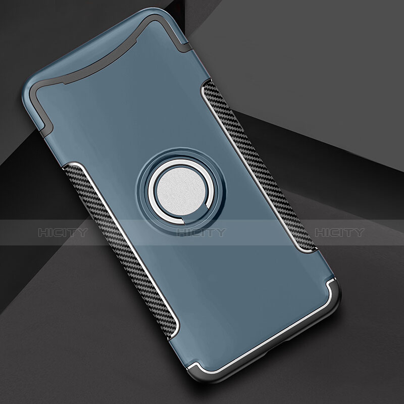 Oppo Find X Super Flash Edition用ハイブリットバンパーケース プラスチック アンド指輪 兼シリコーン カバー Oppo シアン