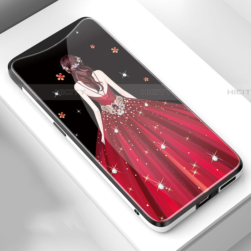 Oppo Find X Super Flash Edition用ハイブリットバンパーケース プラスチック ドレスガール ドレス少女 鏡面 カバー Oppo レッド