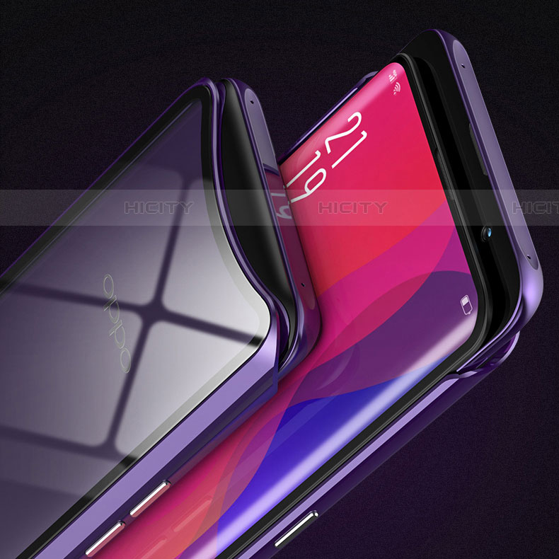 Oppo Find X Super Flash Edition用ケース 高級感 手触り良い アルミメタル 製の金属製 360度 フルカバーバンパー 鏡面 カバー T02 Oppo 