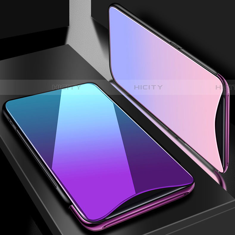 Oppo Find X Super Flash Edition用ハイブリットバンパーケース プラスチック 鏡面 虹 グラデーション 勾配色 カバー H01 Oppo 