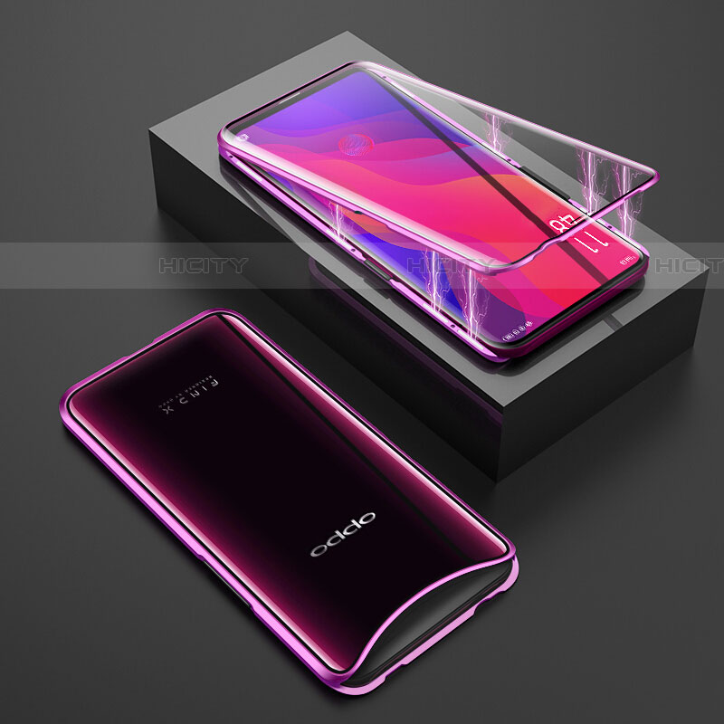 Oppo Find X Super Flash Edition用ケース 高級感 手触り良い アルミメタル 製の金属製 360度 フルカバーバンパー 鏡面 カバー T01 Oppo 