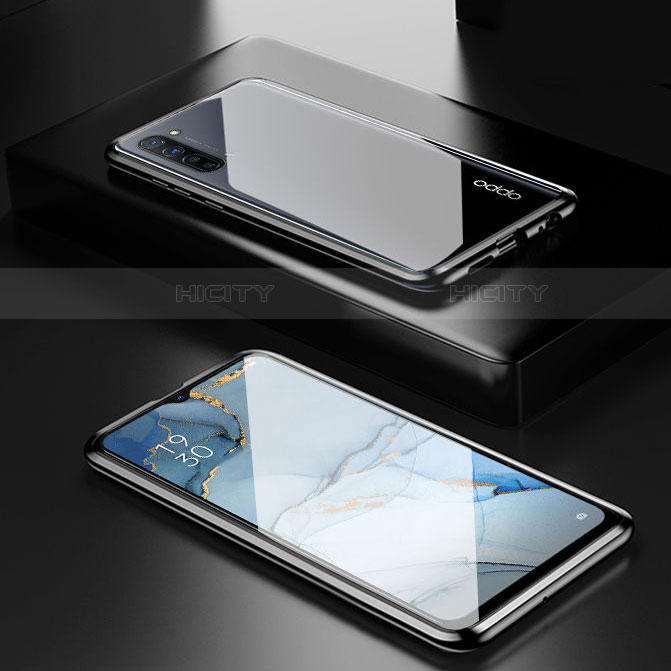 Oppo Find X2 Lite用ケース 高級感 手触り良い アルミメタル 製の金属製 360度 フルカバーバンパー 鏡面 カバー M03 Oppo ブラック