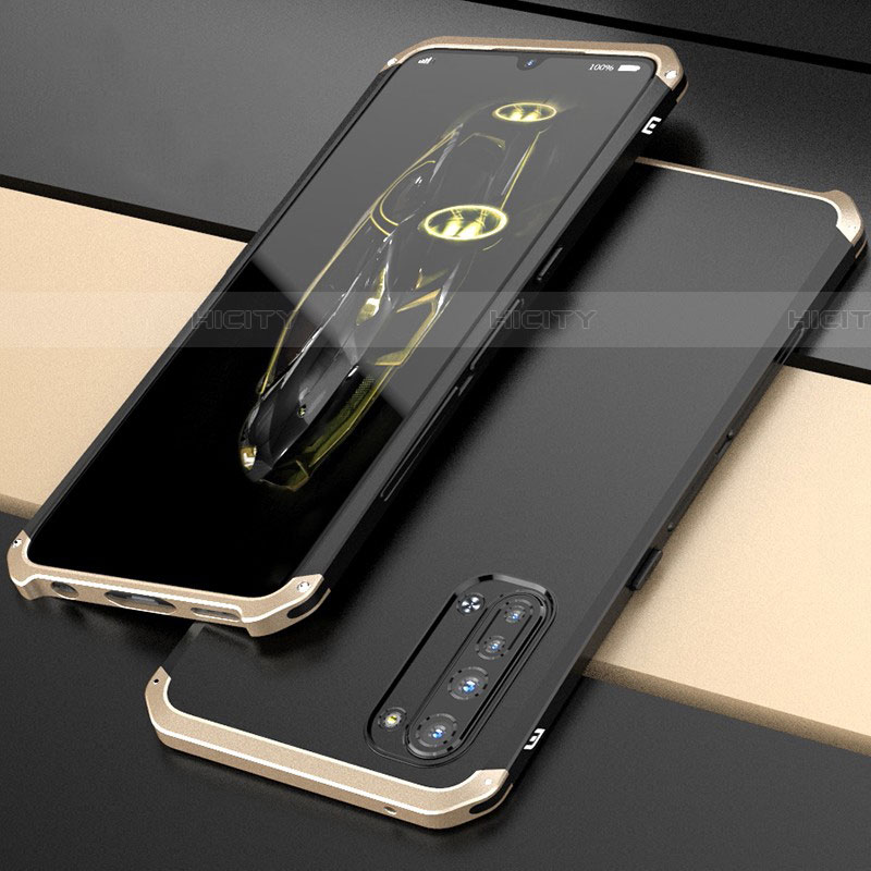 Oppo Find X2 Lite用ケース 高級感 手触り良い アルミメタル 製の金属製 カバー Oppo ゴールド・ブラック