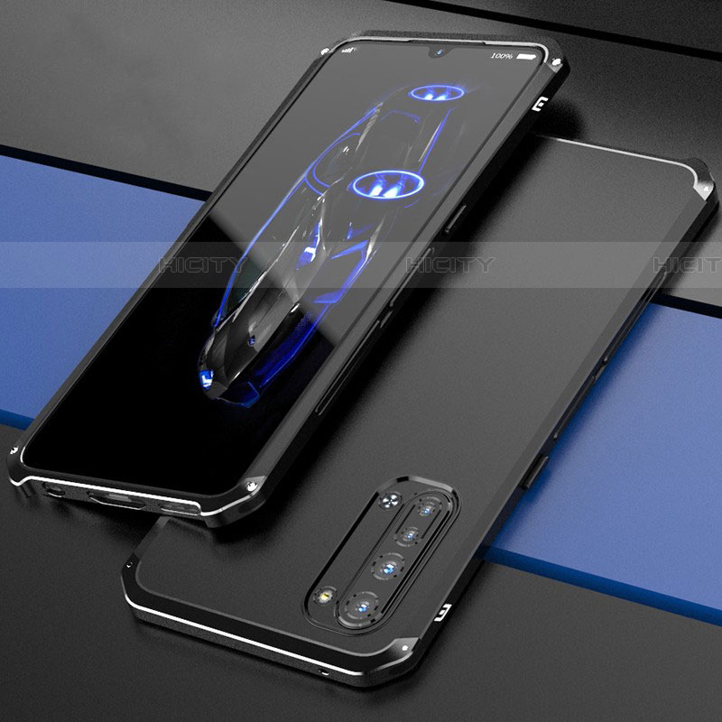 Oppo Find X2 Lite用ケース 高級感 手触り良い アルミメタル 製の金属製 カバー Oppo ブラック