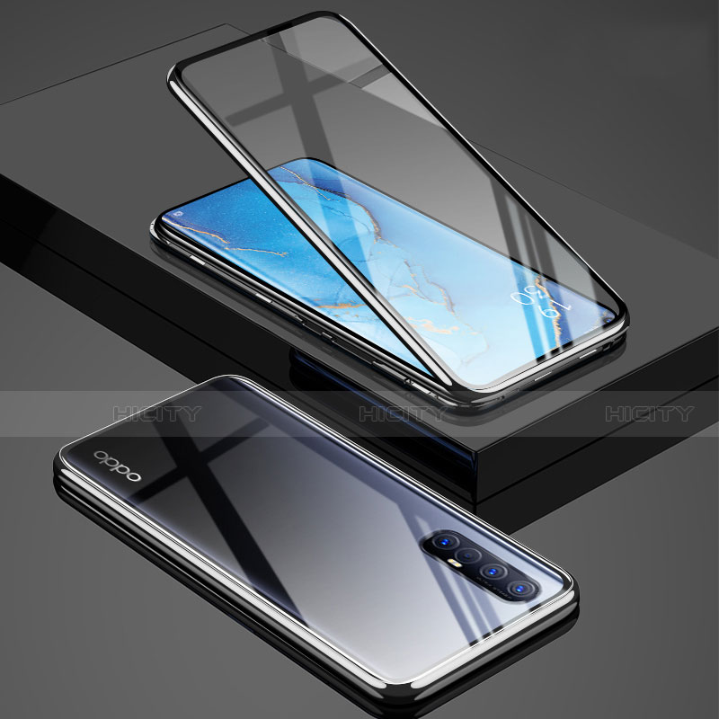 Oppo Find X2 Neo用ケース 高級感 手触り良い アルミメタル 製の金属製 360度 フルカバーバンパー 鏡面 カバー T01 Oppo シルバー