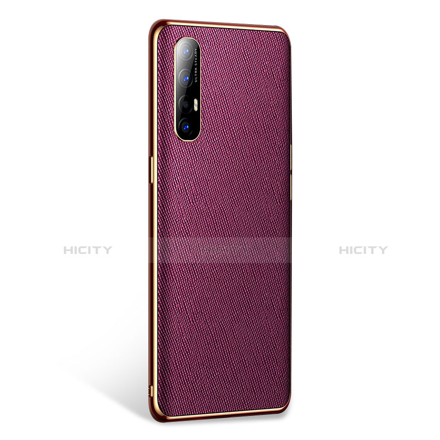 Oppo Find X2 Neo用ケース 高級感 手触り良いレザー柄 L02 Oppo パープル