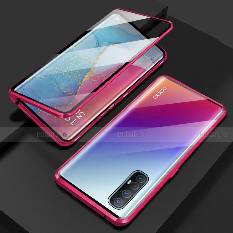 Oppo Find X2 Neo用ケース 高級感 手触り良い アルミメタル 製の金属製 360度 フルカバーバンパー 鏡面 カバー T03 Oppo 