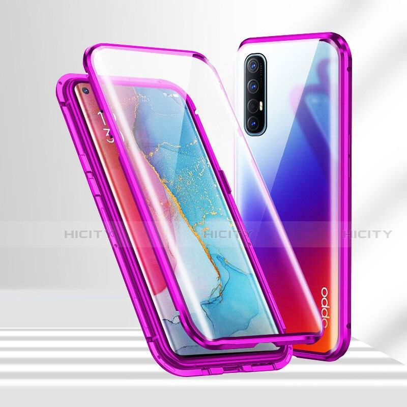 Oppo Find X2 Neo用ケース 高級感 手触り良い アルミメタル 製の金属製 360度 フルカバーバンパー 鏡面 カバー T02 Oppo 