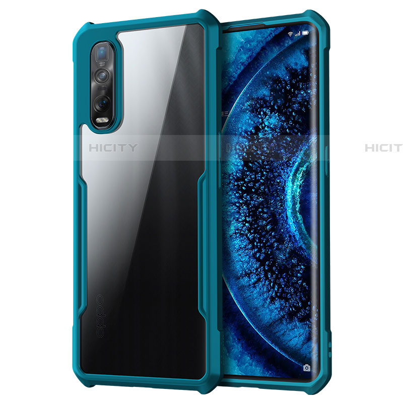 Oppo Find X2 Pro用ハイブリットバンパーケース クリア透明 プラスチック 鏡面 カバー M01 Oppo ネイビー