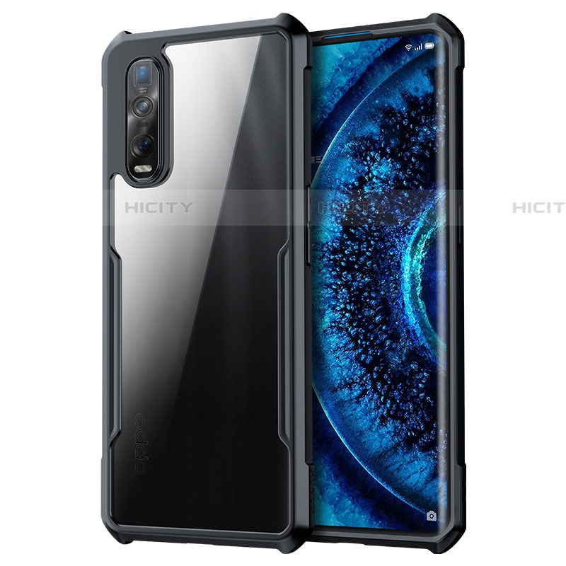 Oppo Find X2 Pro用ハイブリットバンパーケース クリア透明 プラスチック 鏡面 カバー M01 Oppo ブラック