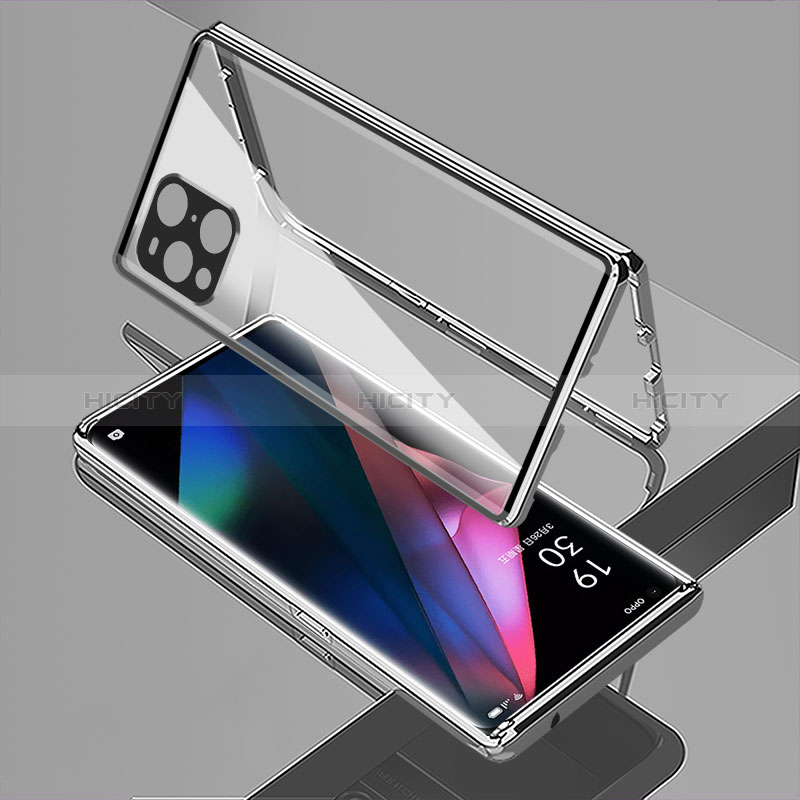 Oppo Find X3 5G用ケース 高級感 手触り良い アルミメタル 製の金属製 360度 フルカバーバンパー 鏡面 カバー Oppo 