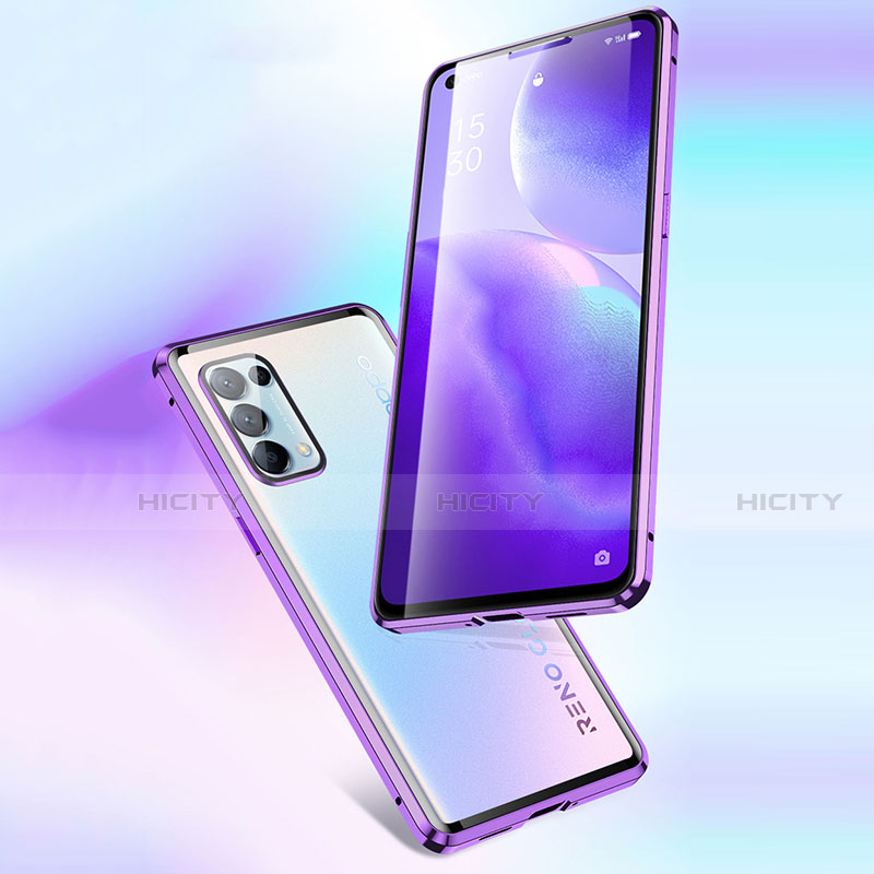 Oppo Find X3 Lite 5G用ケース 高級感 手触り良い アルミメタル 製の金属製 360度 フルカバーバンパー 鏡面 カバー M01 Oppo 