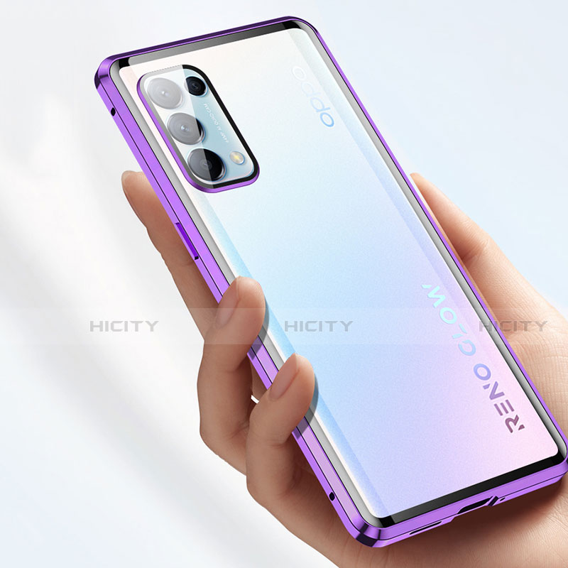 Oppo Find X3 Lite 5G用ケース 高級感 手触り良い アルミメタル 製の金属製 360度 フルカバーバンパー 鏡面 カバー M01 Oppo 