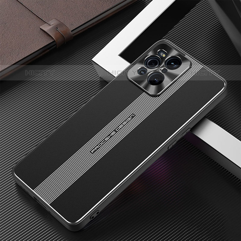 Oppo Find X3 Pro 5G用ケース 高級感 手触り良い アルミメタル 製の金属製 兼シリコン カバー J01 Oppo ブラック