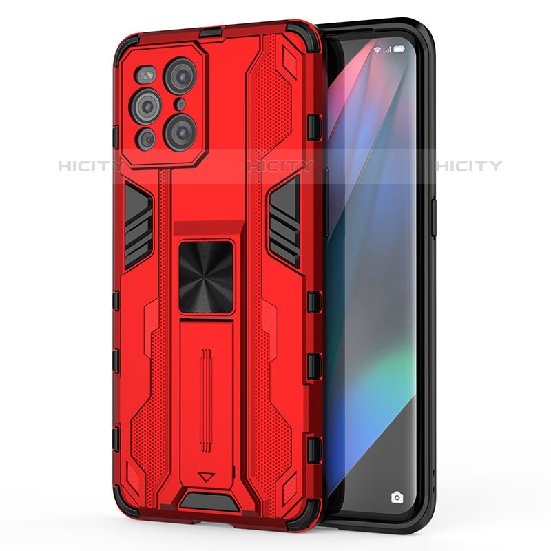 Oppo Find X3 Pro 5G用ハイブリットバンパーケース スタンド プラスチック 兼シリコーン カバー マグネット式 Oppo 