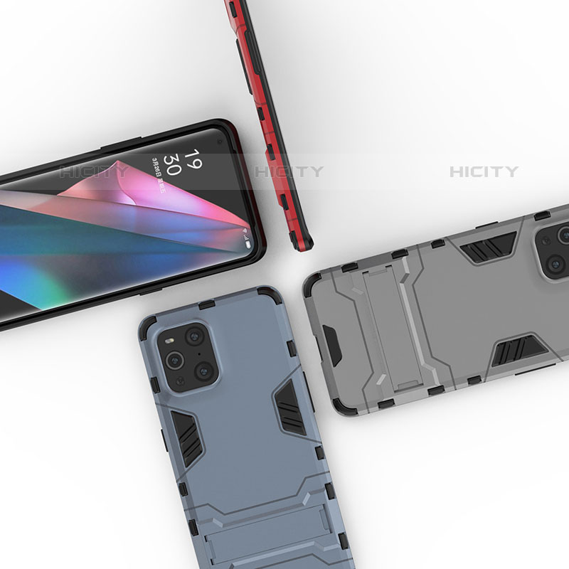 Oppo Find X3 Pro 5G用ハイブリットバンパーケース スタンド プラスチック 兼シリコーン カバー T01 Oppo 