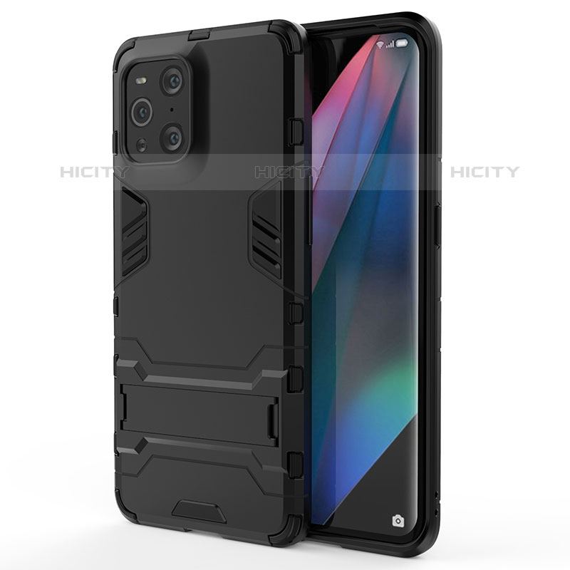 Oppo Find X3 Pro 5G用ハイブリットバンパーケース スタンド プラスチック 兼シリコーン カバー Oppo 