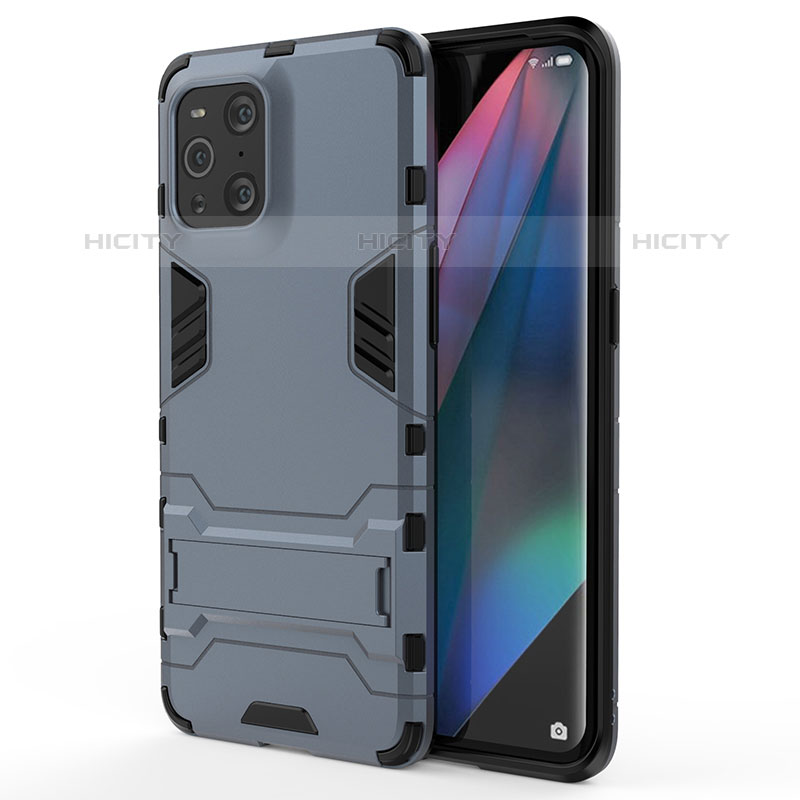 Oppo Find X3 Pro 5G用ハイブリットバンパーケース スタンド プラスチック 兼シリコーン カバー Oppo 