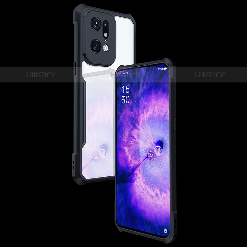 Oppo Find X5 Pro 5G用極薄ソフトケース シリコンケース 耐衝撃 全面保護 クリア透明 T08 Oppo ブラック