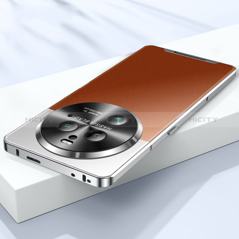 Oppo Find X6 5G用ケース 高級感 手触り良い メタル兼プラスチック バンパー LK1 Oppo ブラウン