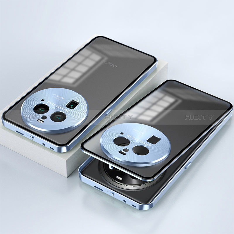 Oppo Find X6 5G用ケース 高級感 手触り良い アルミメタル 製の金属製 360度 フルカバーバンパー 鏡面 カバー P01 Oppo 