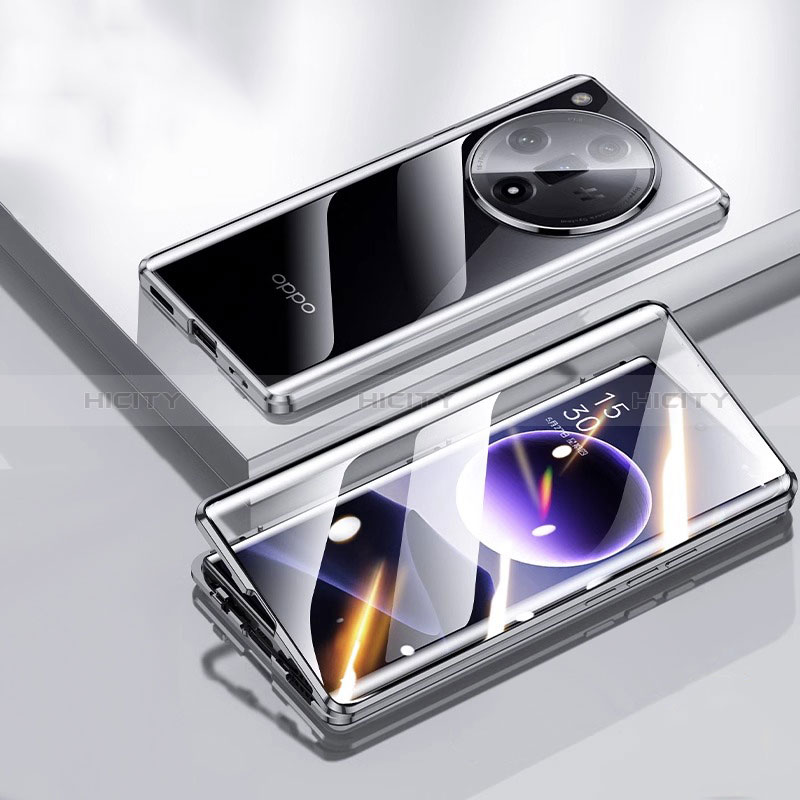 Oppo Find X7 5G用ケース 高級感 手触り良い アルミメタル 製の金属製 360度 フルカバーバンパー 鏡面 カバー P03 Oppo ブラック