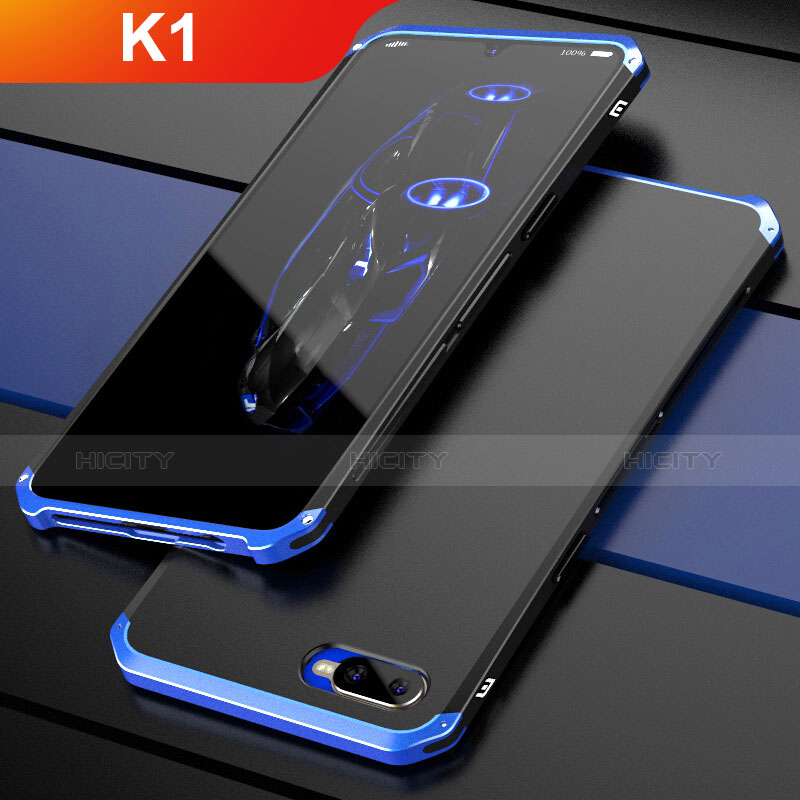Oppo K1用ケース 高級感 手触り良い メタル兼プラスチック バンパー M01 Oppo ネイビー・ブラック