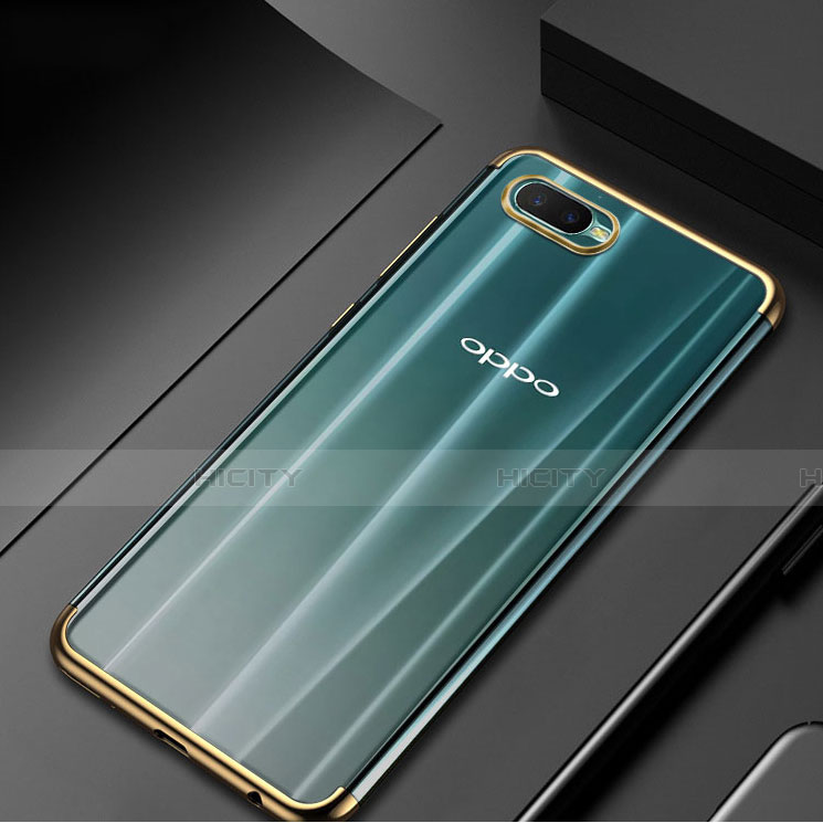 Oppo K1用極薄ソフトケース シリコンケース 耐衝撃 全面保護 クリア透明 S01 Oppo ゴールド