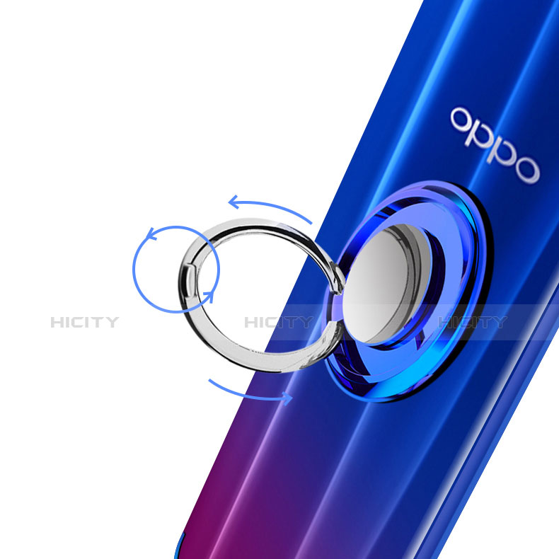 Oppo K1用極薄ソフトケース シリコンケース 耐衝撃 全面保護 クリア透明 アンド指輪 マグネット式 S01 Oppo 