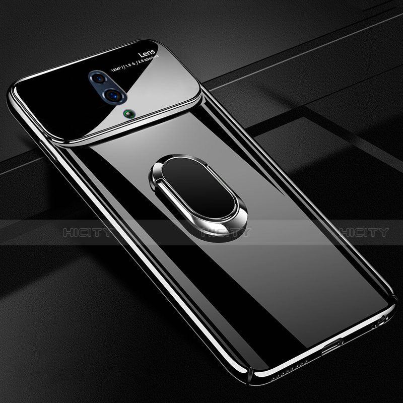 Oppo K3用ハードケース プラスチック 質感もマット アンド指輪 マグネット式 A01 Oppo ブラック