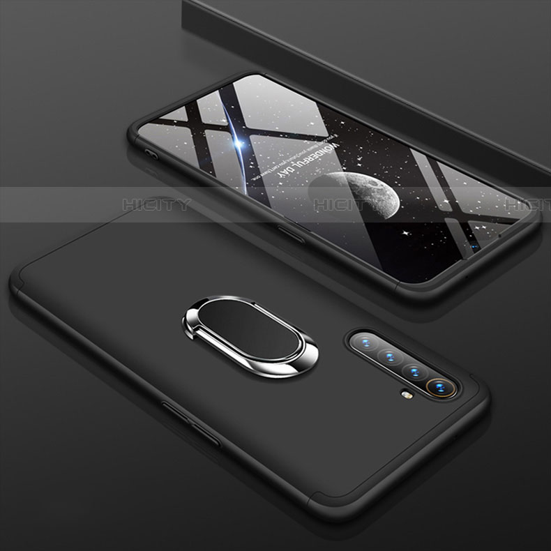 Oppo K5用ハードケース プラスチック 質感もマット 前面と背面 360度 フルカバー アンド指輪 R01 Oppo ブラック