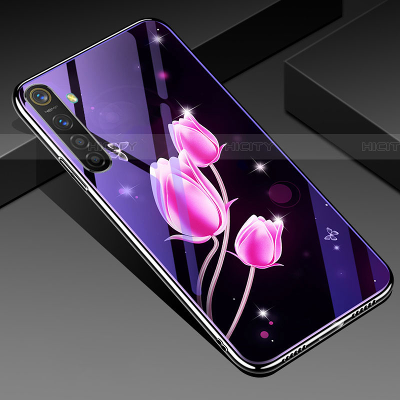 Oppo K5用ハイブリットバンパーケース プラスチック 鏡面 花 カバー Oppo ピンク