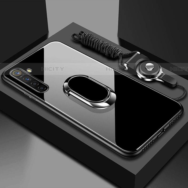 Oppo K5用ハイブリットバンパーケース プラスチック 鏡面 カバー アンド指輪 マグネット式 Oppo ブラック